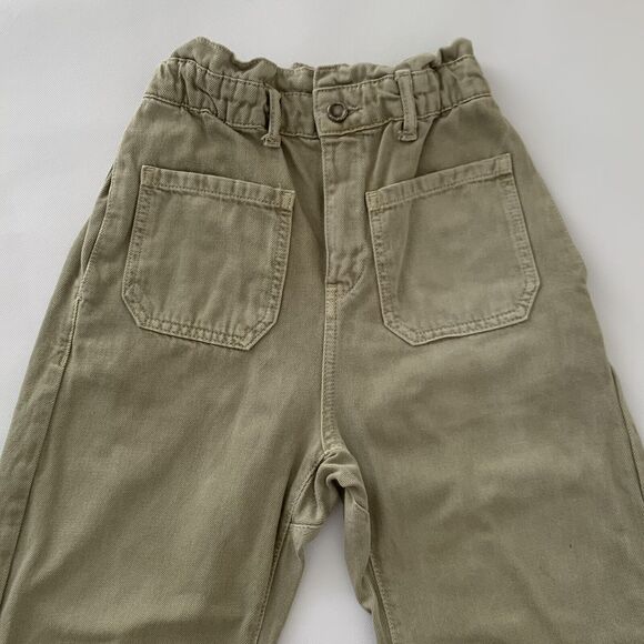 Zara Paperbag Denim Jeans Sz 2 Brown High Rise Taper Pant Preppy Boho Grunge - Picture 4 of 12